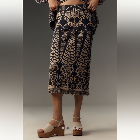 FARM Rio Dresses & Skirts - Anthropologie NWT Farm Rio Ainika Tropical Splendor Knit Midi Skirt size XS.